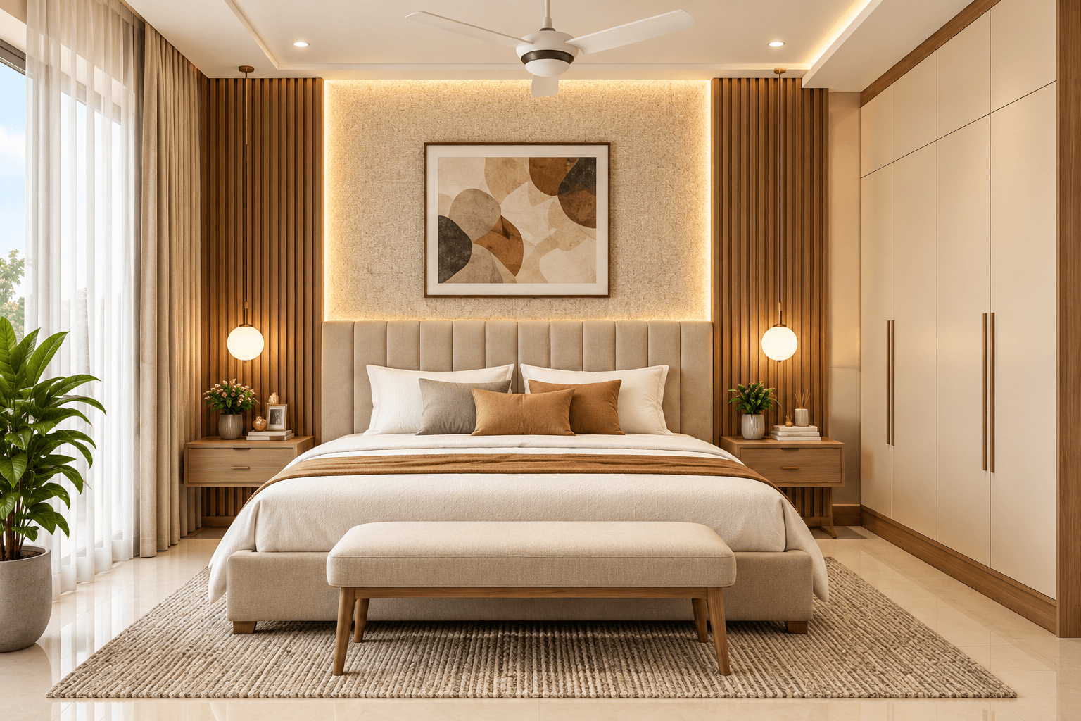 A restful main bedroom