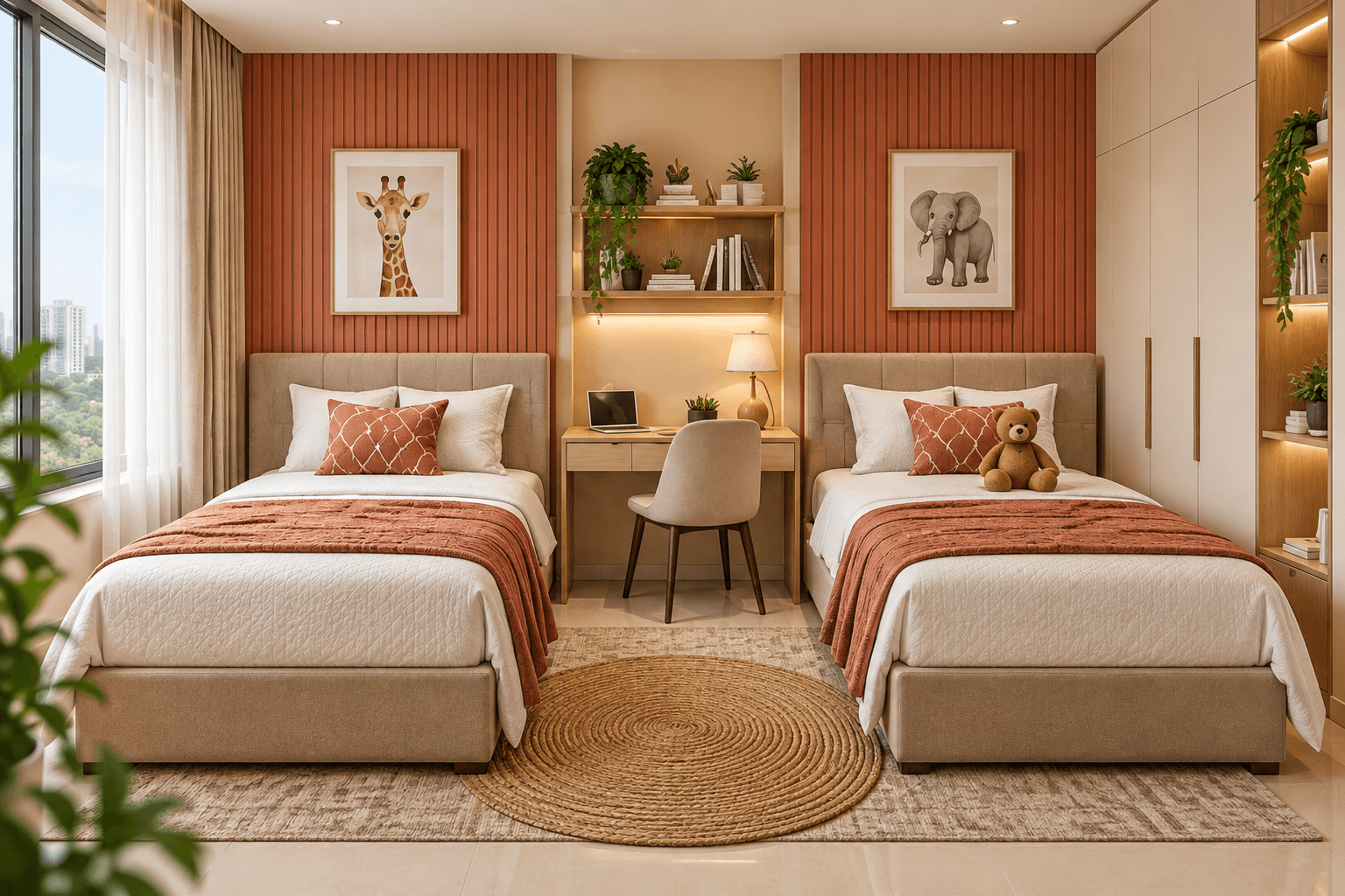 A shared bedroom with individual space