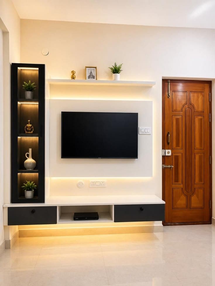 A living room with a clear focal point